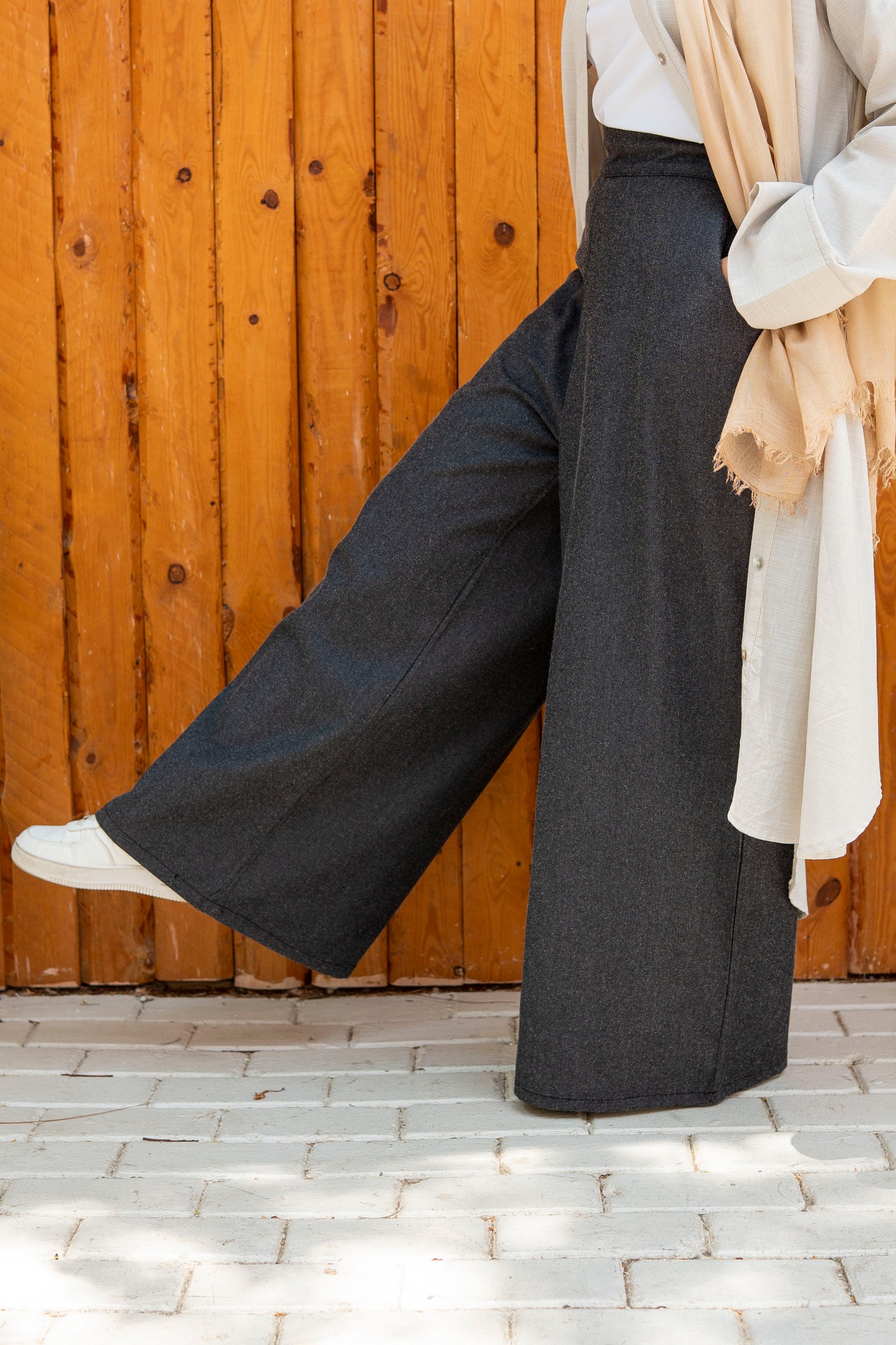 Black Denim Wide Pants