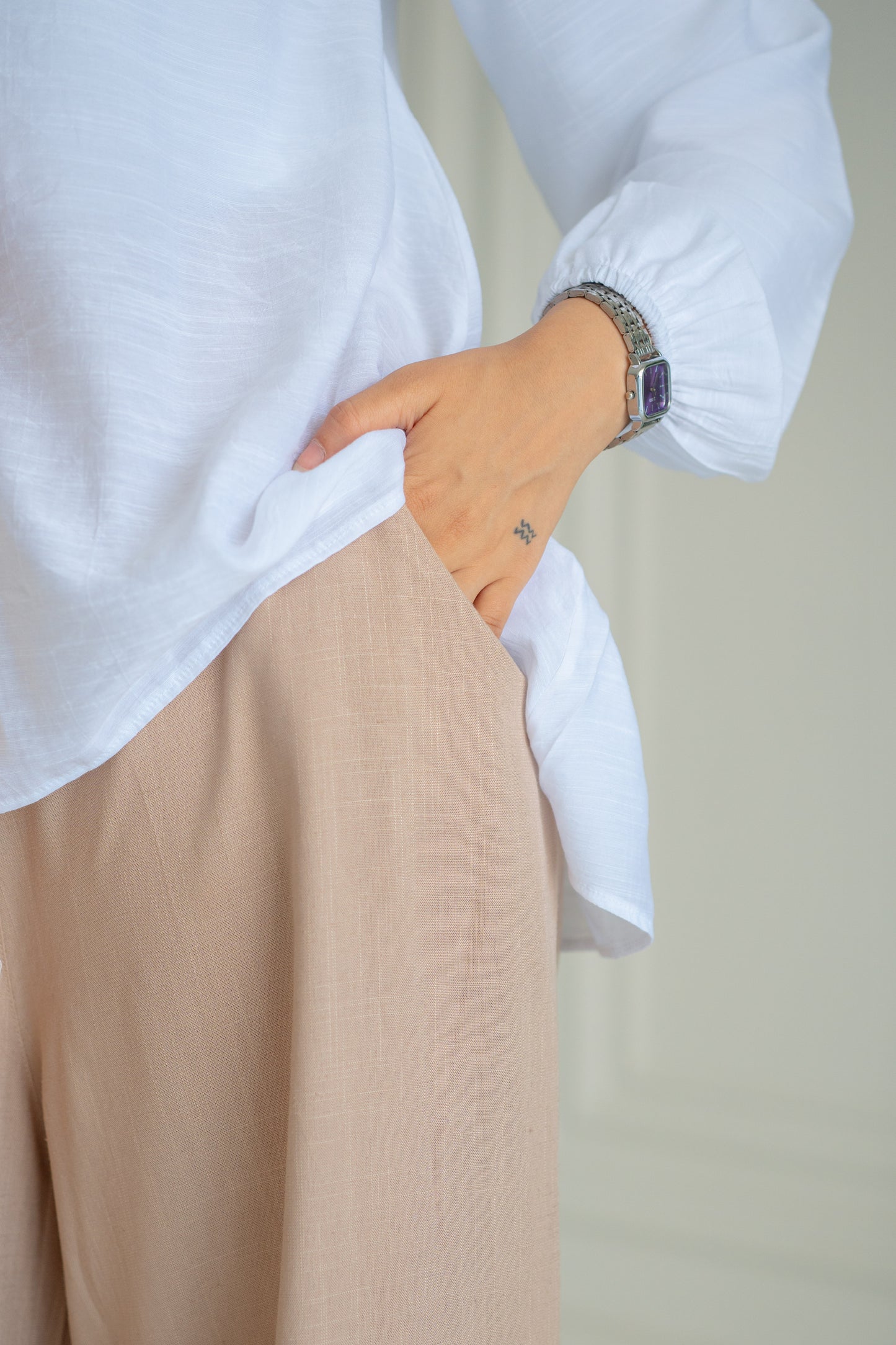 Beige Flow Wide Pants