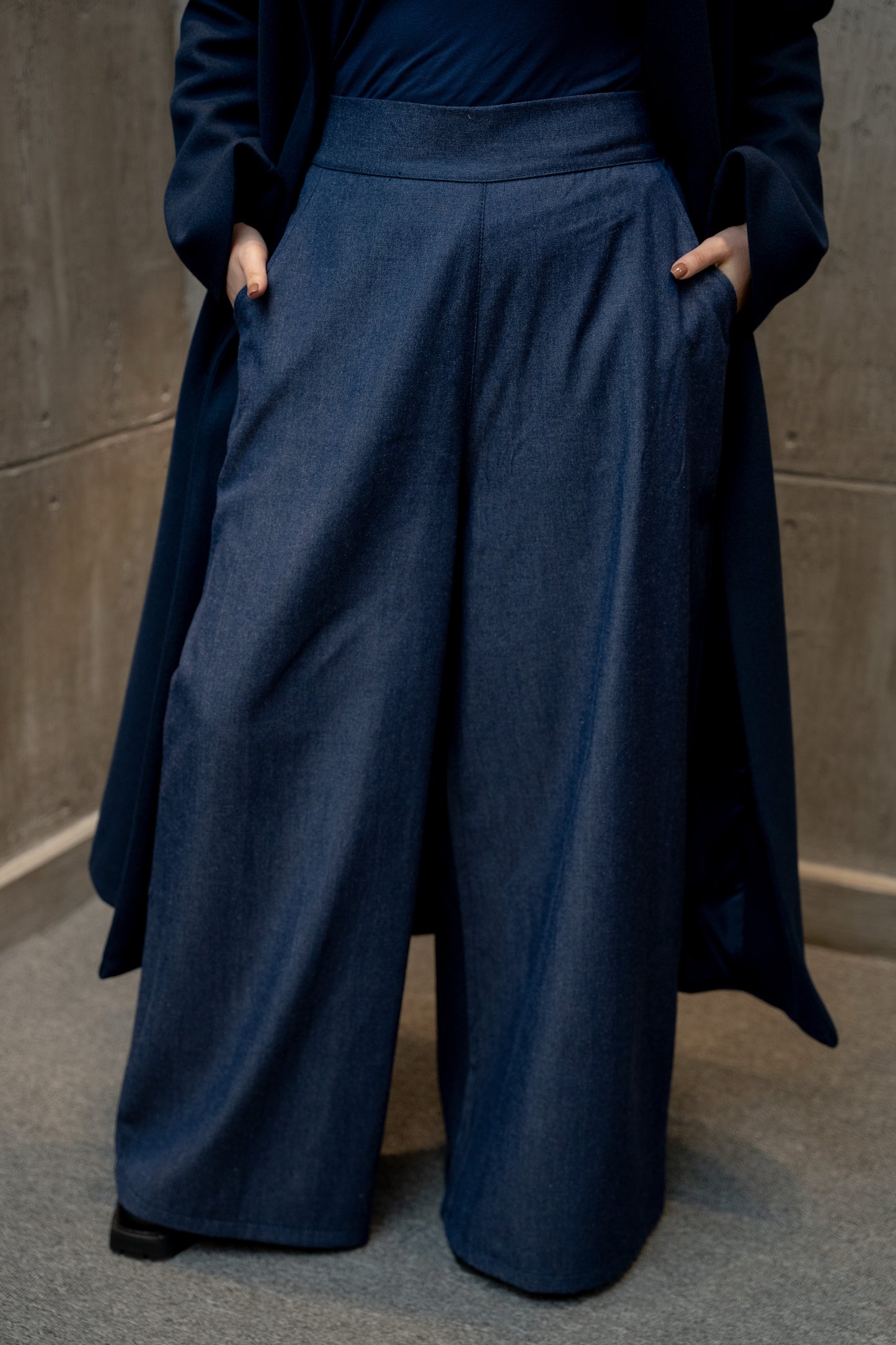 Blue Denim Wide Pants