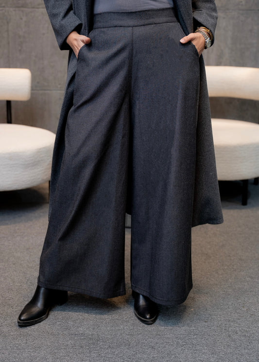 Black Denim Wide Pants